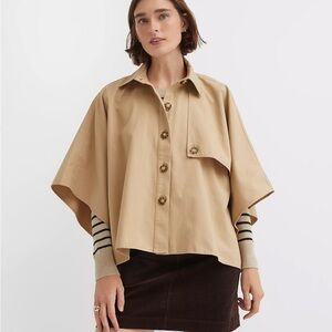 Tan Button-Up Cape Jacket